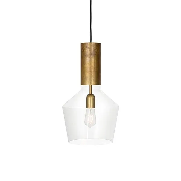 Konsthantverk Fenomen Bred - Klart Glas & Messing – pendel — produktfoto