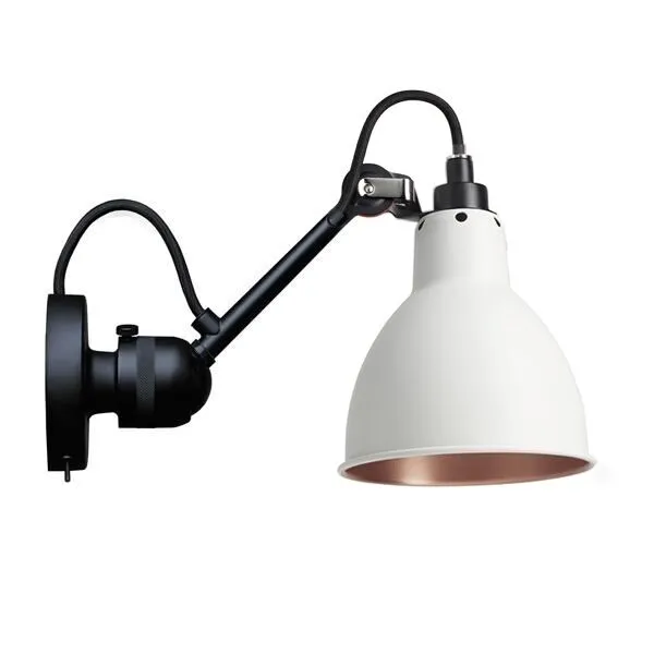 La Lampe Gras N304 Mat Sort/Hvid/Kobber Med Tænd/Sluk – væglampe — produktfoto