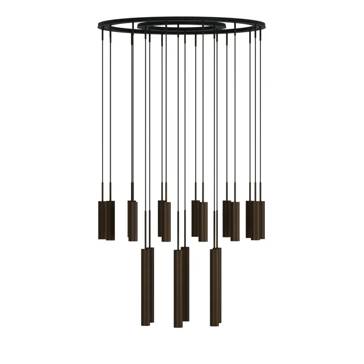 Audo Copenhagen Tubulaire 20 Aluminium/Anodiseret Bronze – lysekrone — produktfoto