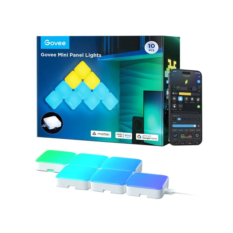 Govee Mini LED lyspaneler WiFi/Bluetooth (6 stk) – væglampe — produktfoto