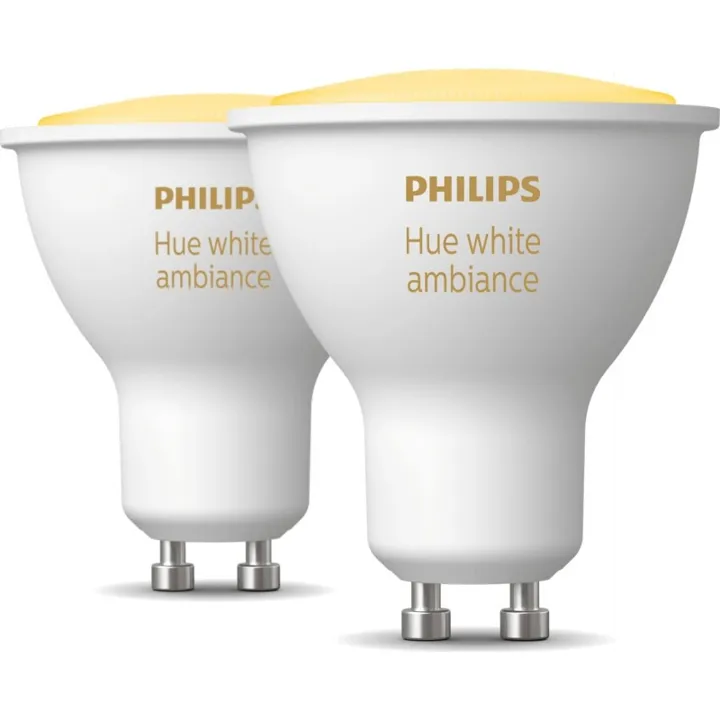 Philips Hue White Ambiance GU10 spotpære, 2000K-6500K, 4,2W, 2-pak – pære — produktfoto