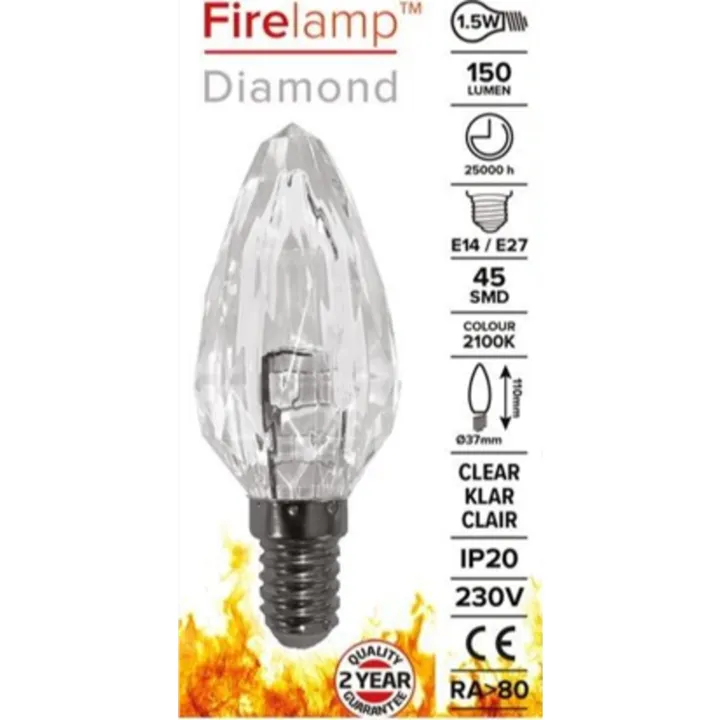 No brand Krystal E14/E27 kertepære, dæmpbar, 2100K, 2W – pære — produktfoto