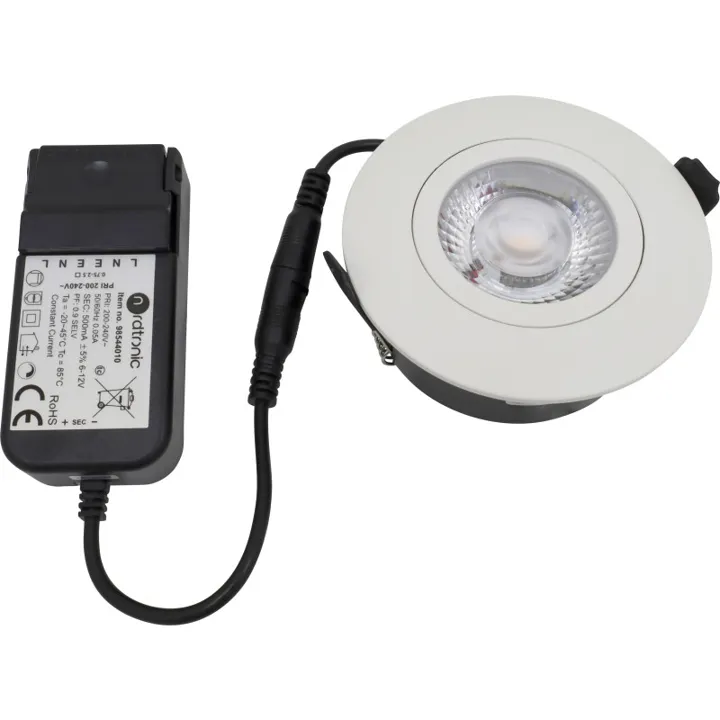 Nordtronic Low Profile Flexible indbygningsspot, Ø8,3 cm, hvid, 4000K – indbygningsspot — produktfoto