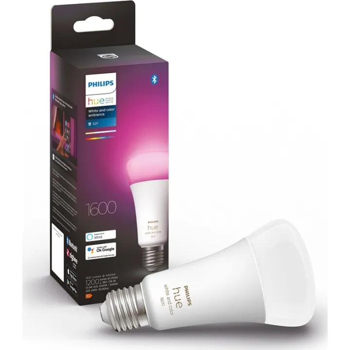 Philips Hue White Color Ambiance E27 standardpære, 2000K-6500K, 13,5W – pære — produktfoto