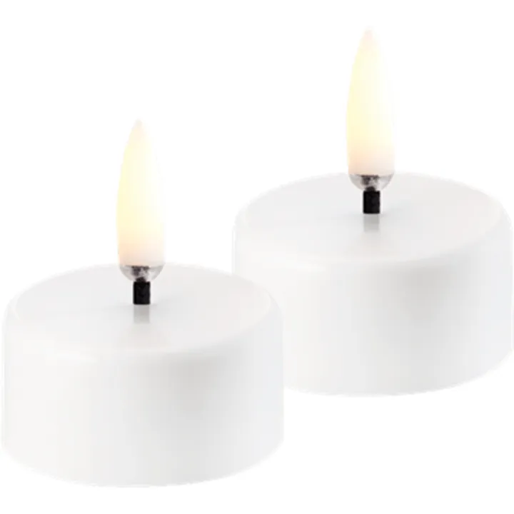 Uyuni LED fyrfadslys, genopladelig, hvid, 2-pak – LED-stearinlys — produktfoto