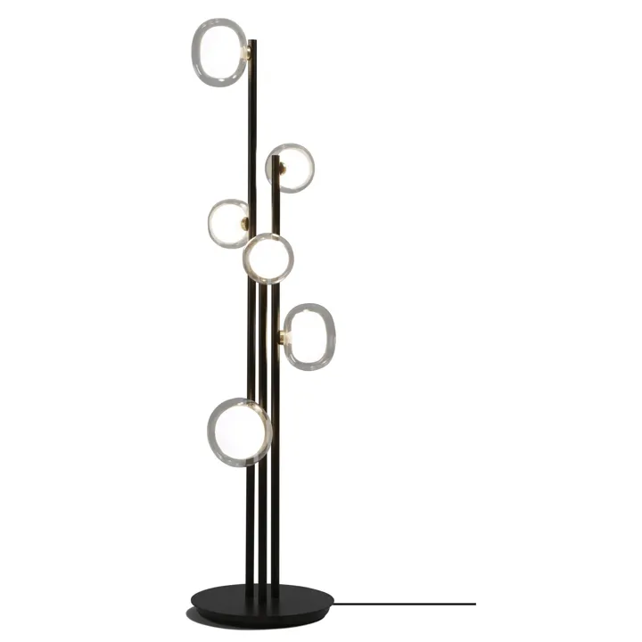 TOOY Nabila 552.66 Mat Sort/Børstet Messing med Klar Glas – gulvlampe — produktfoto