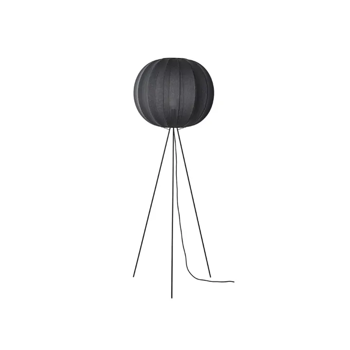 Made By Hand Knit-Wit Round Høj Ø60 Black – gulvlampe — produktfoto