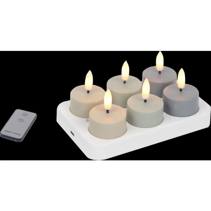 Veli Line LED fyrfadslys, genopladelig, 6-pak – LED-stearinlys — produktfoto