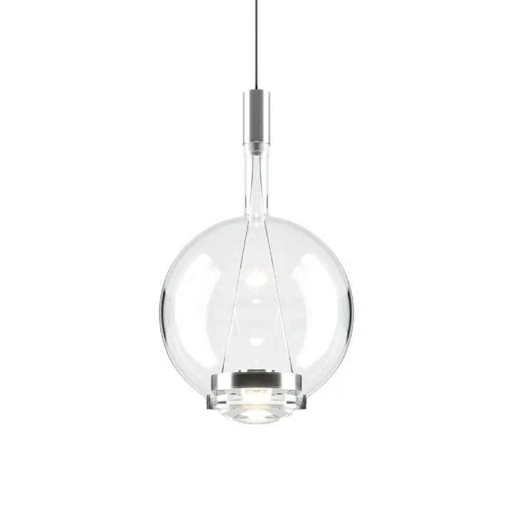 Lodes Sky-Fall Round Medium 3000K Sort Krom/Klar – pendel — produktfoto