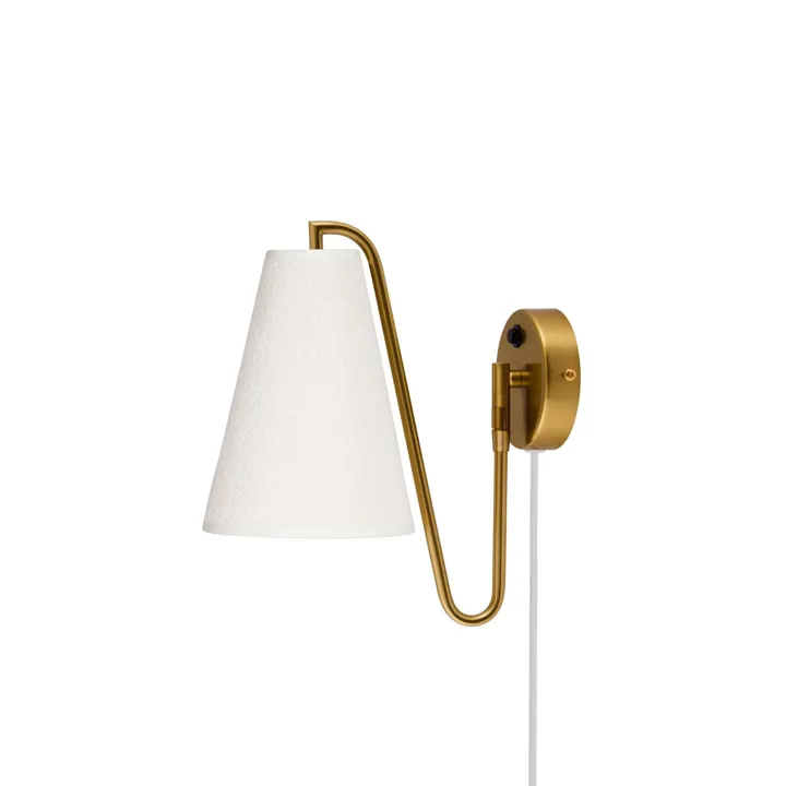 Globen Lighting Lou Bouclé Hvid/Messing – væglampe — produktfoto