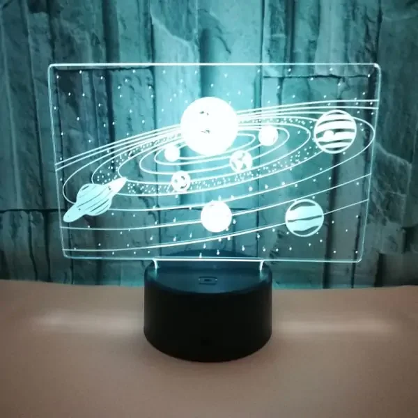 Solsystemet 3D lampe. Alle planeterne i én lampe. Farveskift mellem 7 farver. – dekorationslys — produktfoto