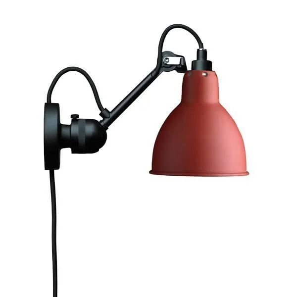 La Lampe Gras N304 Mat Sort & Mat Rød Med Ledning – væglampe — produktfoto