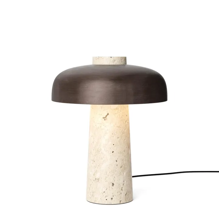 Audo Copenhagen Reverse Travertin & Bruneret Messing – bordlampe — produktfoto