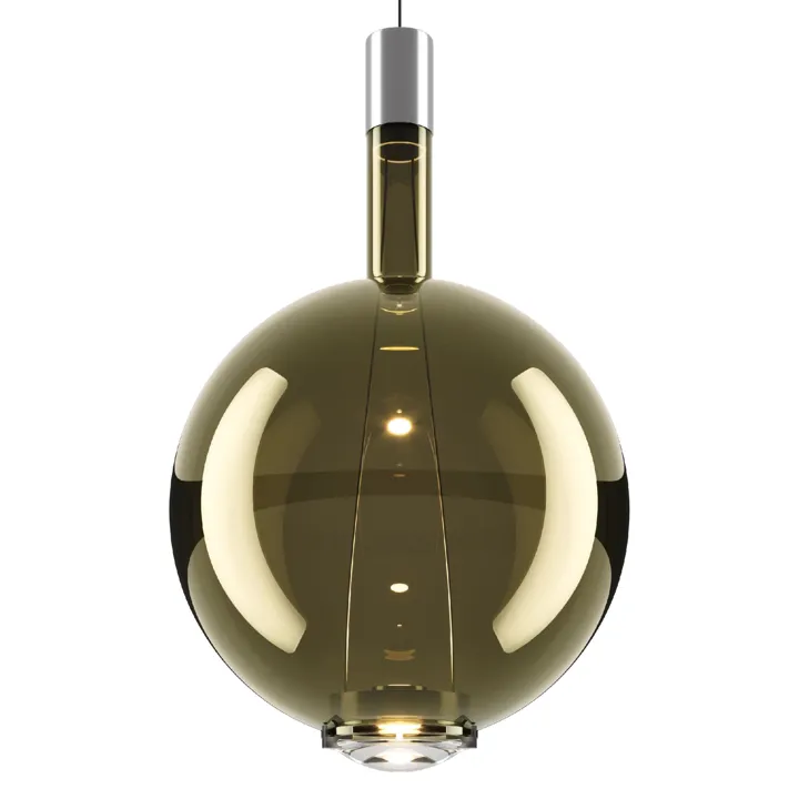 Lodes Sky-Fall Round Stor 2700K Sort Krom/Golden Sage – pendel — produktfoto