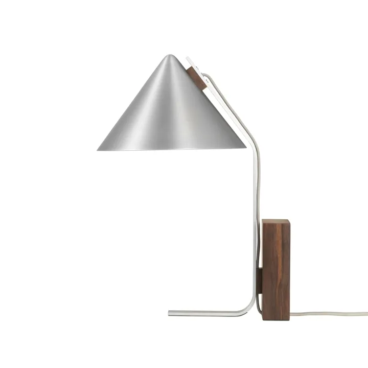 Kristina Dam Studio Cone Børstet Aluminium & Valnød – bordlampe — produktfoto