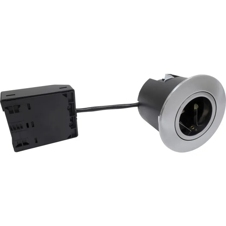Nordtronic Quick Install indbygningsspot, GU10, rund, børstet aluminium – indbygningsspot — produktfoto