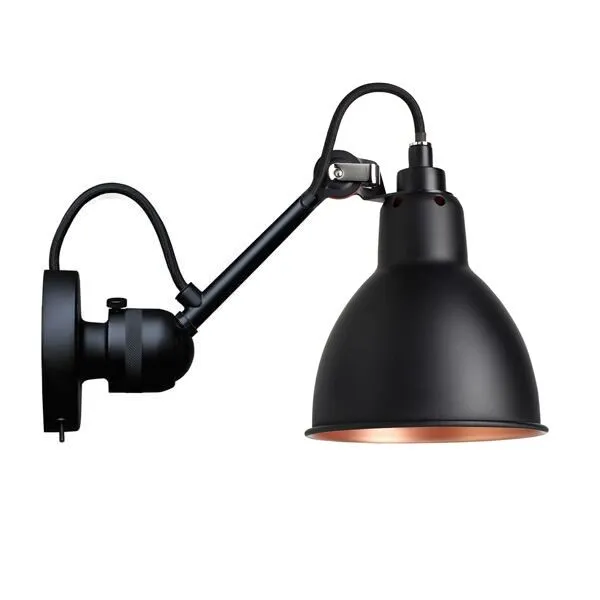 La Lampe Gras N304 Mat Sort & Mat Sort & Kobber Med Tænd/Sluk – væglampe — produktfoto