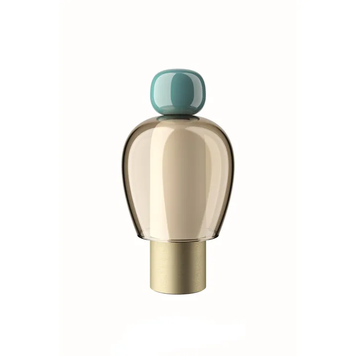Lodes Easy Peasy Turkis/Honey/Guld – transportabel bordlampe — produktfoto