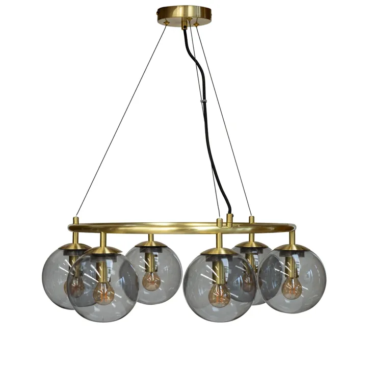 Dyberg Larsen Como Rund med 5 Kupler Messing – loftlampe — produktfoto
