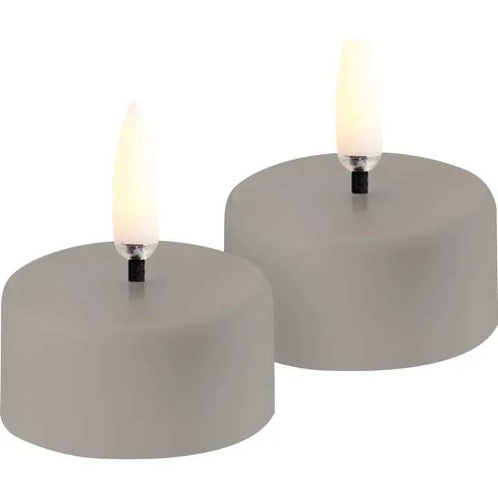 Uyuni LED fyrfadslys, genopladelig, beige, 2-pak – LED-stearinlys — produktfoto