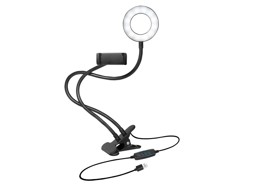 LogiLink LED Ring Fill Light for Smartphone, 8.5 cm, black — produktfoto
