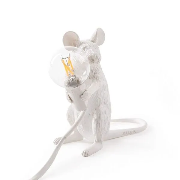 Seletti Mouse Mac Sitting Hvid – bordlampe — produktfoto
