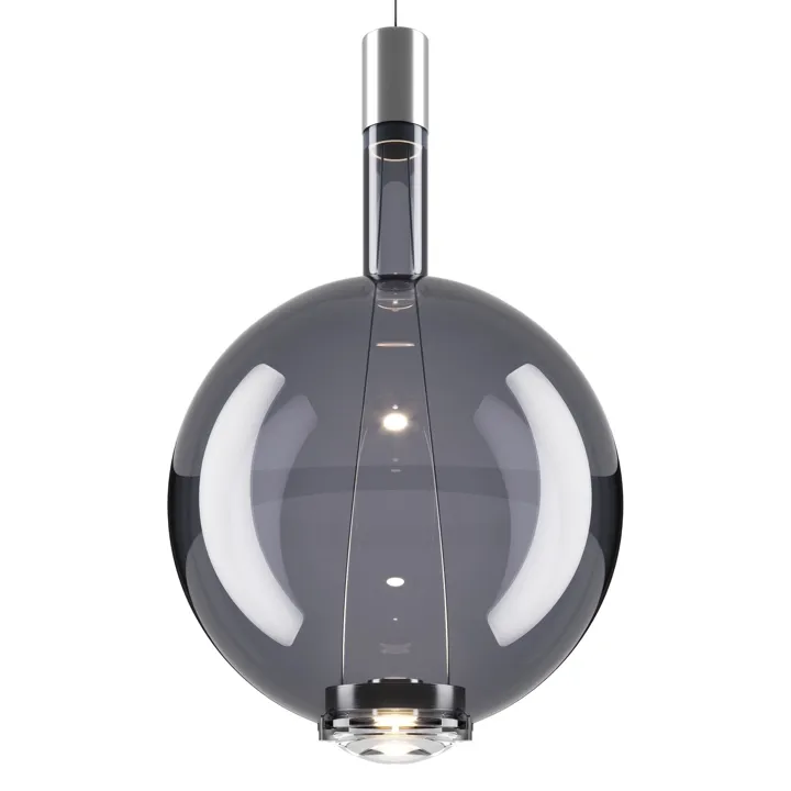 Lodes Sky-Fall Round Stor 3000K Sort Krom/Glossy Smoke – pendel — produktfoto