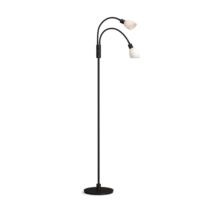 Herstal Cut Dobbelt Sort/Opal Glas – gulvlampe — produktfoto