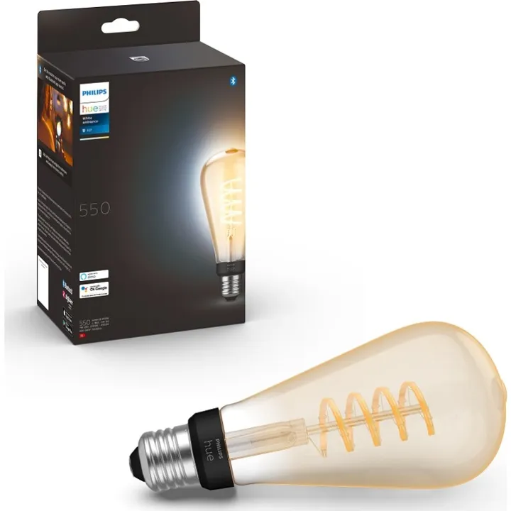 Philips Hue 4 stk Philips Hue White Ambiance E27 edisonpære, 2200K-6500K, 7W, Ø7,2 cm – pære — produktfoto