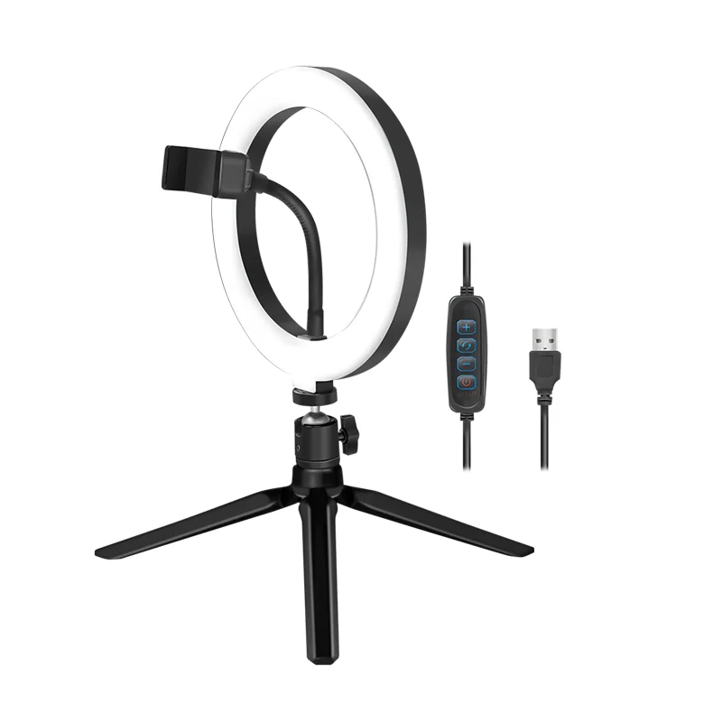 Smartphone ring light with tripod and controller, Ø 20 cm — produktfoto