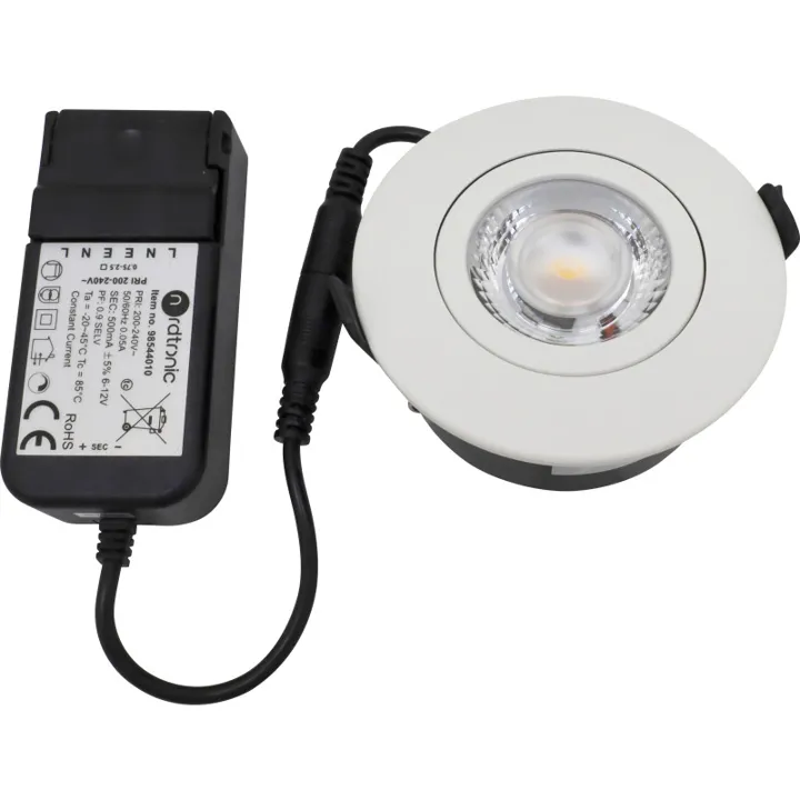 Nordtronic Low Profile Flexible G2 indbygningsspot, Ø7,5 cm, hvid, 4000K – indbygningsspot — produktfoto