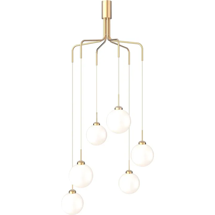 Nuura Apiales Cluster 6 Børstet Messing/Opal – lysekrone — produktfoto