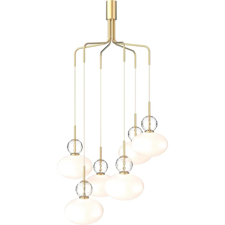 Nuura Rizzatto Cluster 6 Satin Messing/Opal – pendel — produktfoto