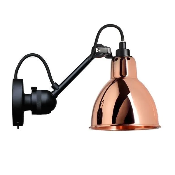 La Lampe Gras N304 Mat Sort & Kobber Med Tænd/Sluk – væglampe — produktfoto