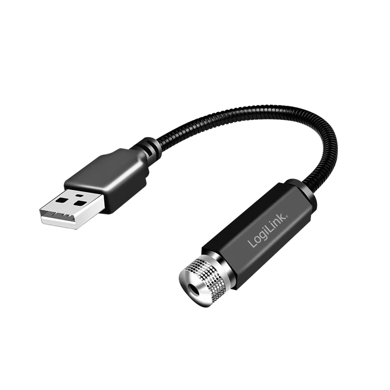 LogiLink USB-A LED starlight, 6-light pattern, with flexible gooseneck — produktfoto