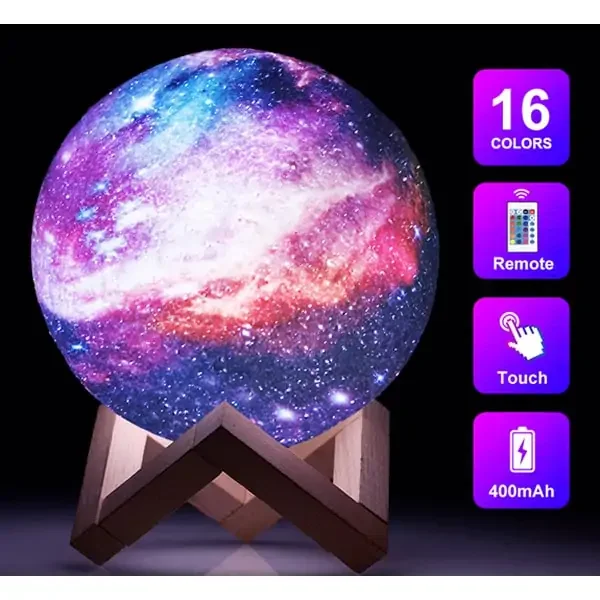 Super flot Planet 3D lampe med Galakselys. 15 cm – dekorationslys — produktfoto