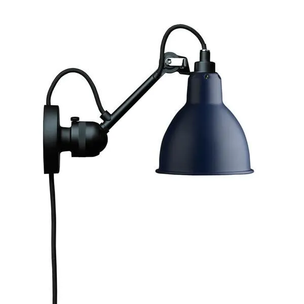 La Lampe Gras N304 Mat Sort & Mat Blå Med Ledning – væglampe — produktfoto