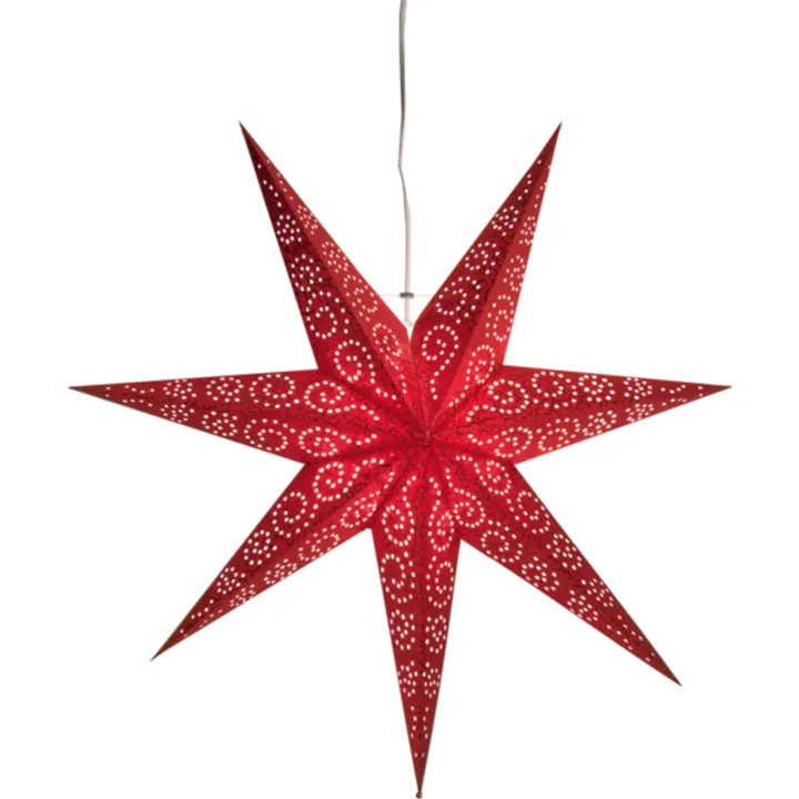 Star Trading 10 stk Star Trading Antique julestjerne med lys, 60 cm, rød – dekorationslys — produktfoto