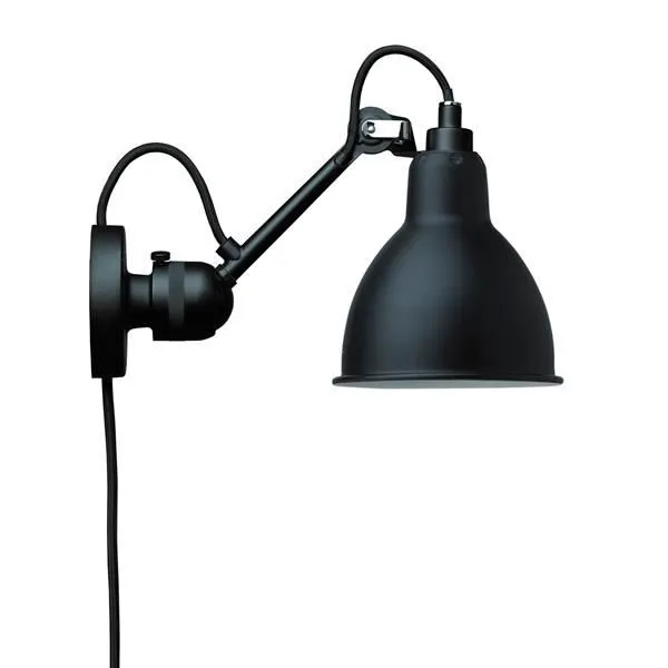 La Lampe Gras N304 Mat Sort Med Ledning – væglampe — produktfoto