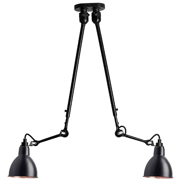La Lampe Gras N302 Double Mat Sort & Mat Sort & Kobber – loftlampe — produktfoto