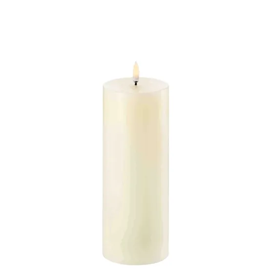 Uyuni LED bloklys, Ivory, Smooth, 7,8x20 cm – LED-stearinlys — produktfoto