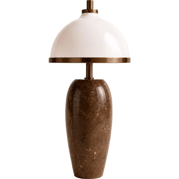 Rebello Decor Eternal Moonlight genopladelig , brun marmor/bruneret messing – bordlampe — produktfoto