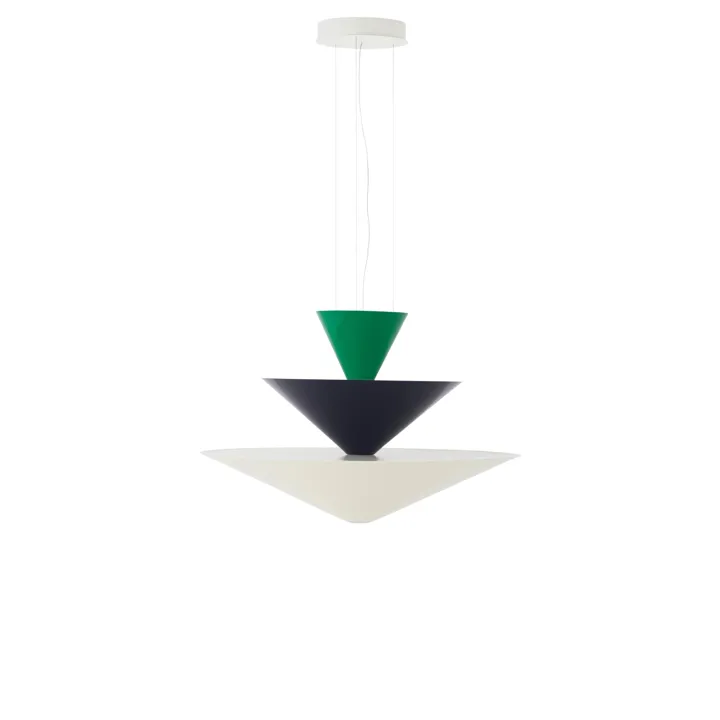 &Tradition Gio LN15 Ø92 Signal Green/Deep Blue/Ecru White – pendel — produktfoto