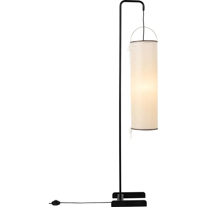 Silk Lantern Gulvlampe Naturlig Hvid Silke/Sort — produktfoto