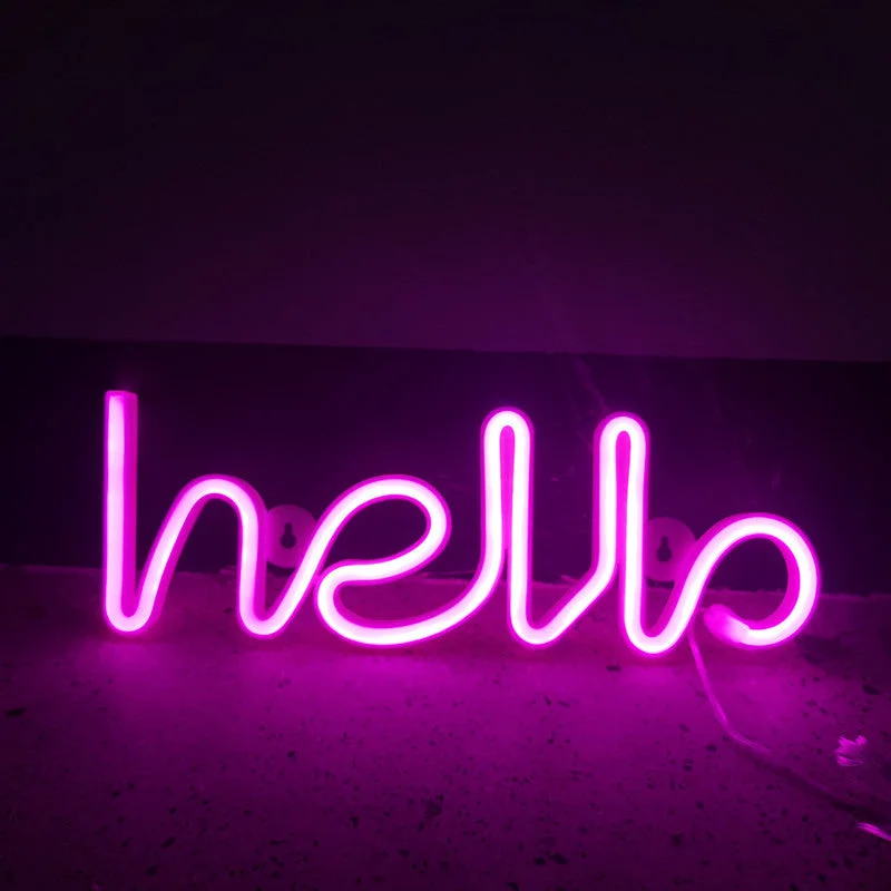 Geekd Hello Neon LED Lampe Pink – dekorationslys — produktfoto