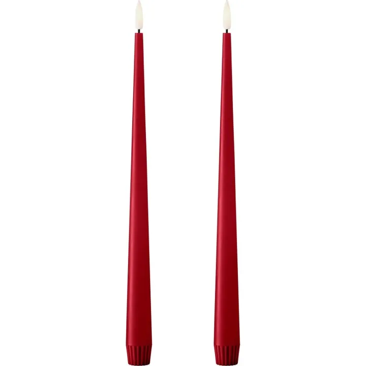 ester & erik LED kronelys, 30 cm, rød, 2-pak – LED-stearinlys — produktfoto