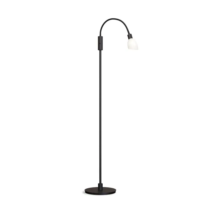 Herstal Cut Enkel Sort/Opal Glas – gulvlampe — produktfoto