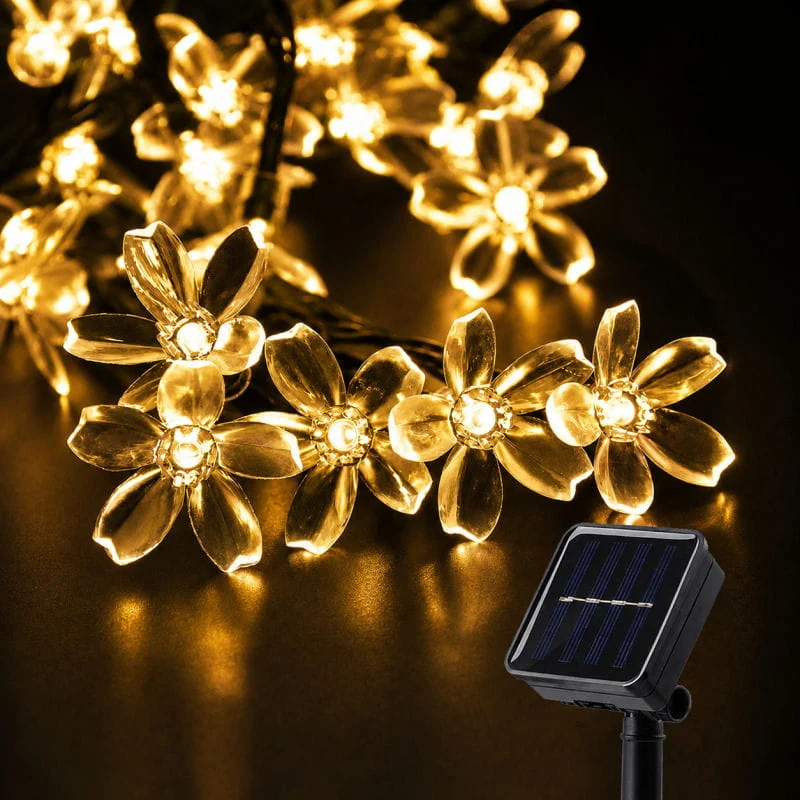 Solcelle Lyskæde med Kirsebærblomster 100 LED-lys Varm Hvid 12 m — produktfoto
