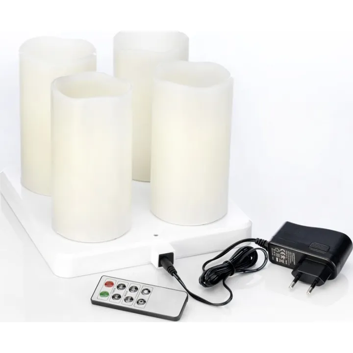Duni genopladelige LED bloklys - 4 stk. – LED-stearinlys — produktfoto