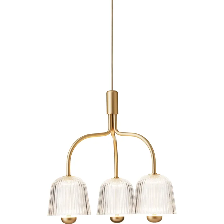 Nuura Asteea 3 Satin Messing/Riflet Klar – pendel — produktfoto